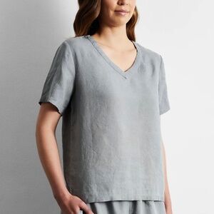 Threads Linen Size 3X Grayish blue T-Shirt Top EUC